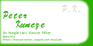 peter kuncze business card