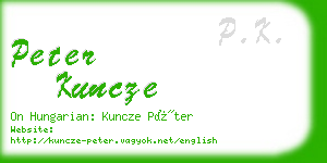 peter kuncze business card